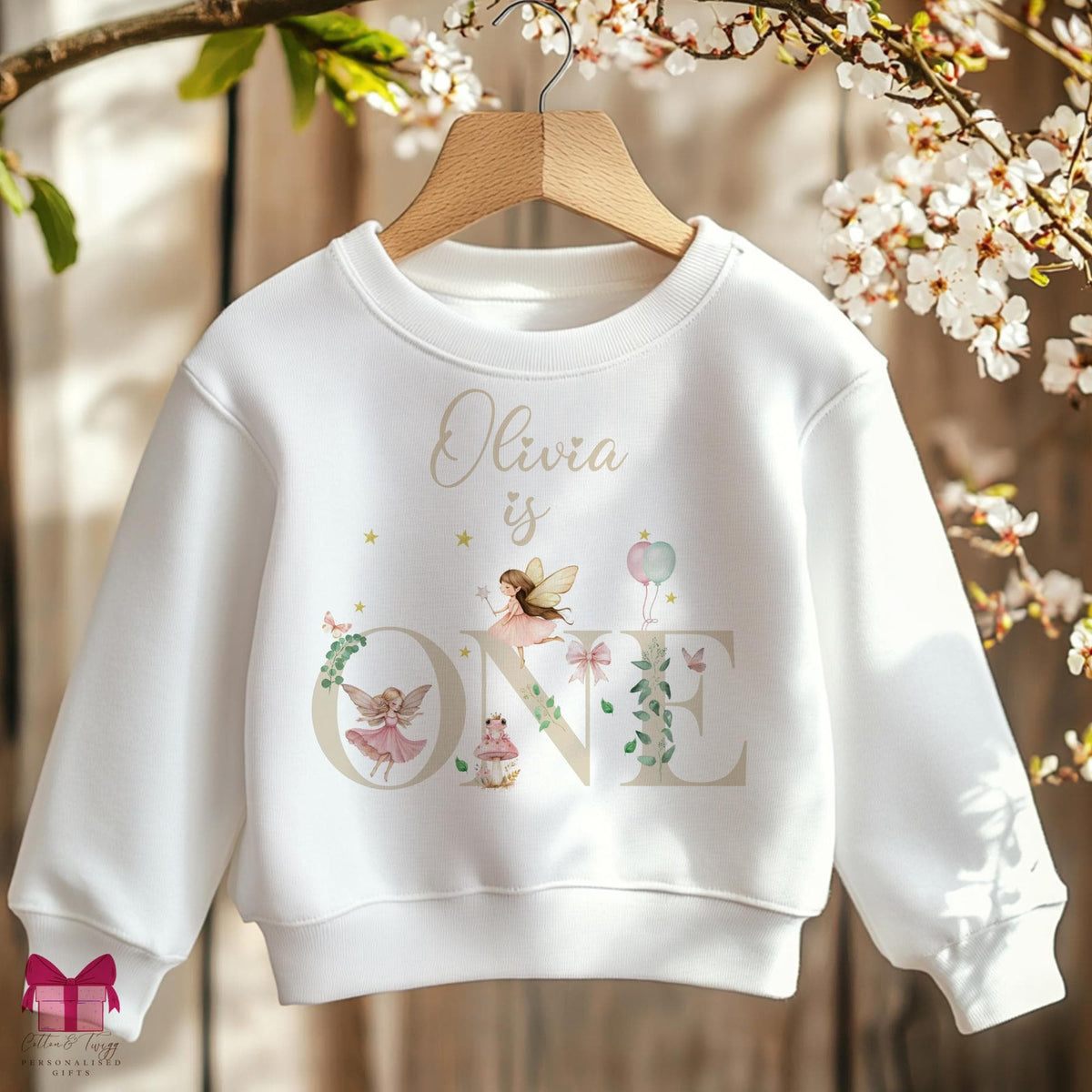 Fairy is One personalised sweatshirt in beige