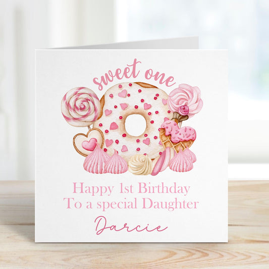 Sweet One Doughnut 1st Birthday Card for Girls – Cotton and Twigg