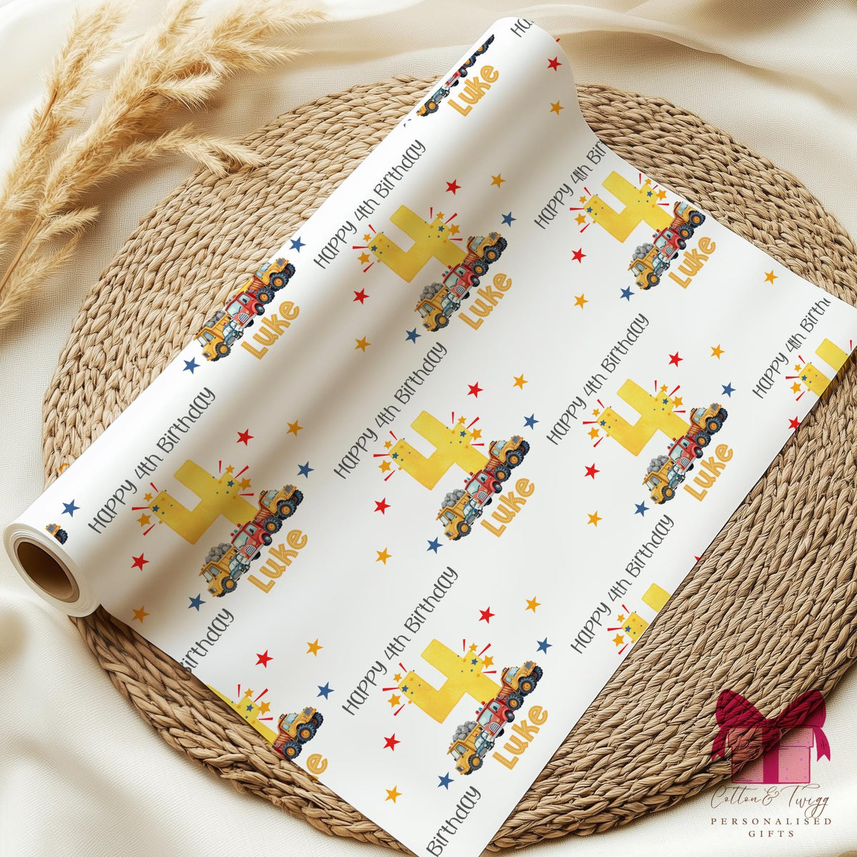 Kids digger birthday wrapping paper