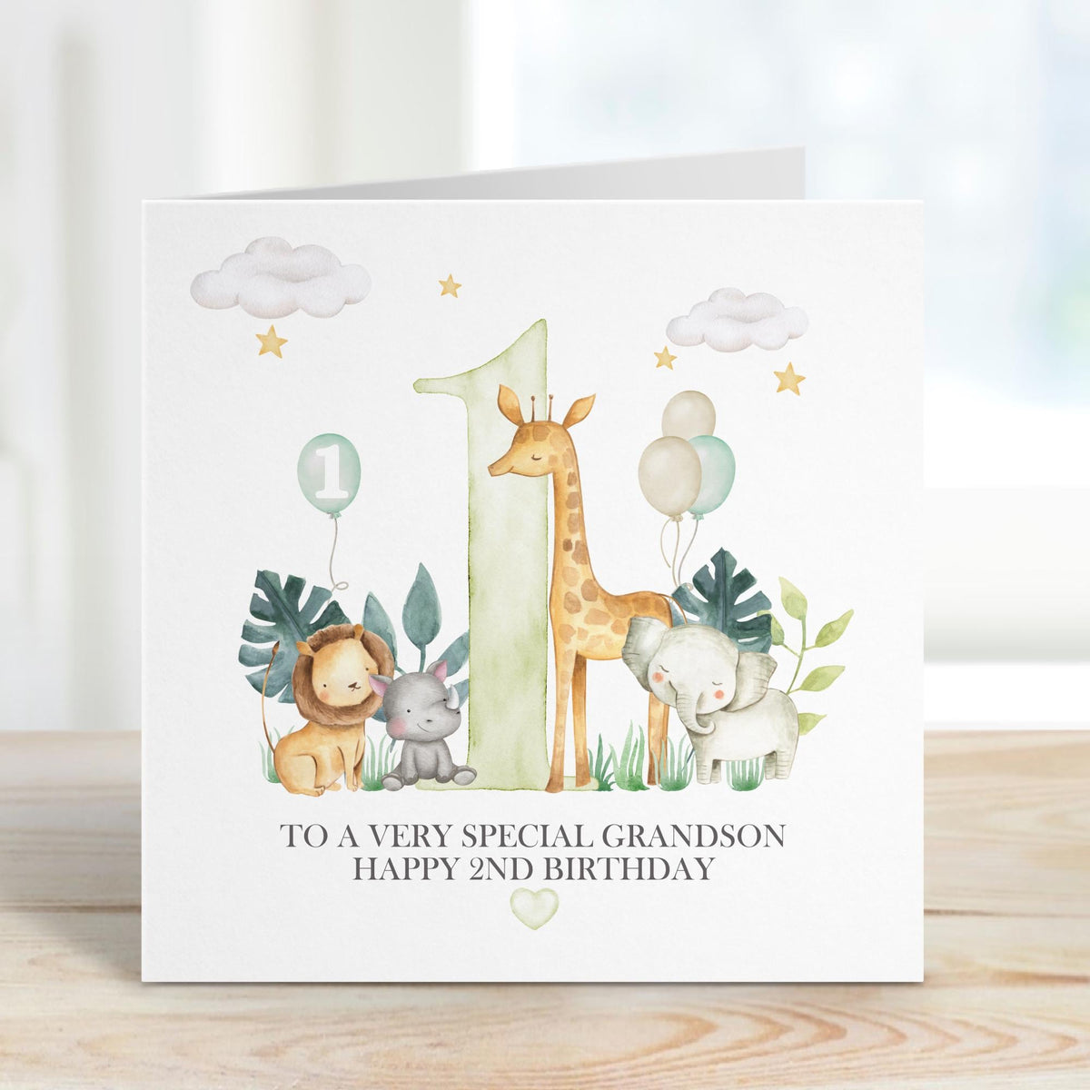 Safari Giraffe Number 1 First Birthday Card – Cotton and Twigg