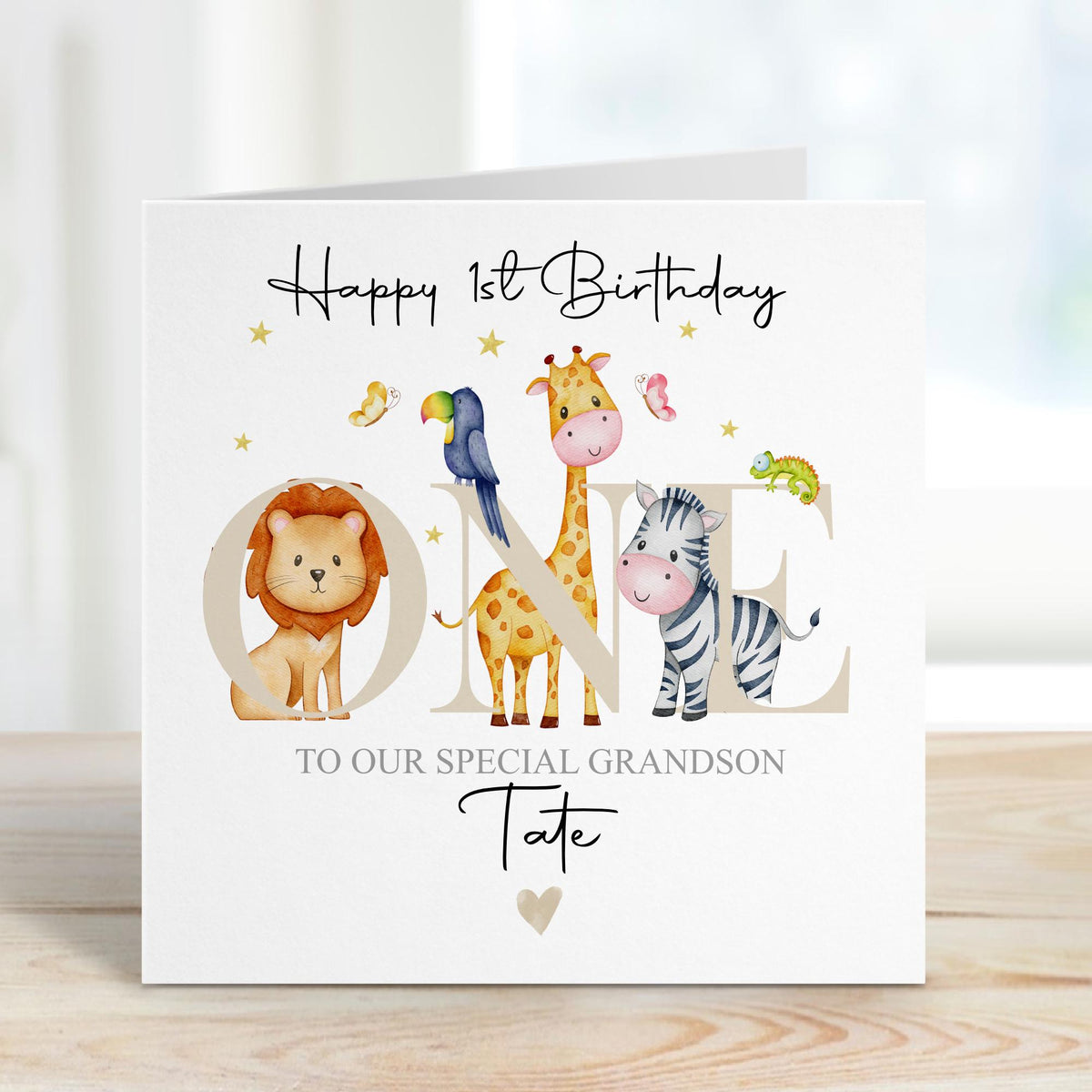 Safari Animals ONE 1st Birthday Card – photo 2