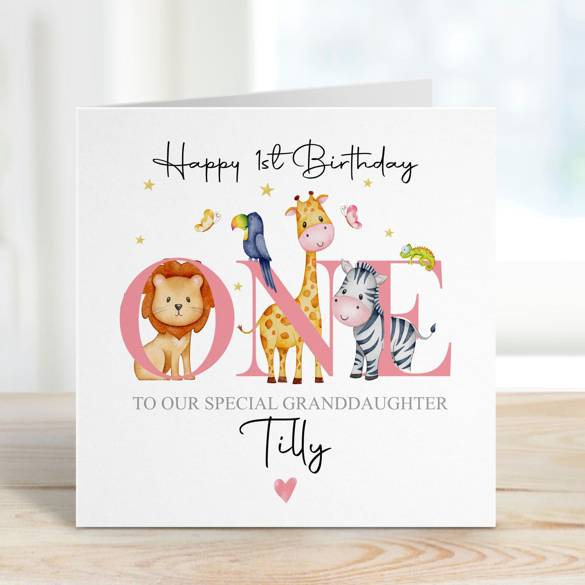 Safari Animals ONE 1st Birthday Card – photo 3