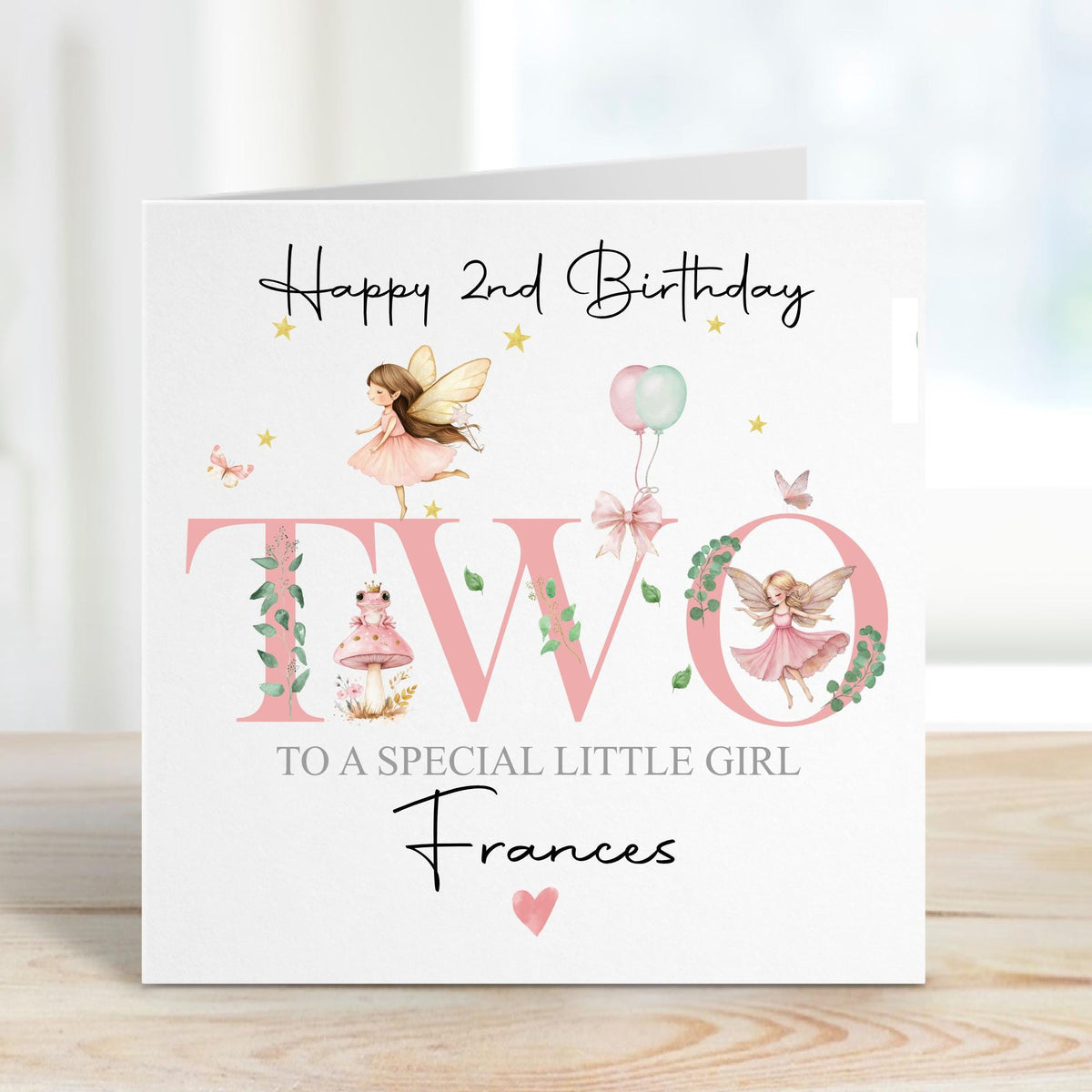 Fairy TWO 2nd Birthday Card for Little Girls – Cotton and Twigg
