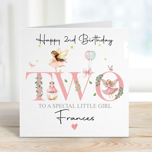 Fairy TWO 2nd Birthday Card for Little Girls – Cotton and Twigg