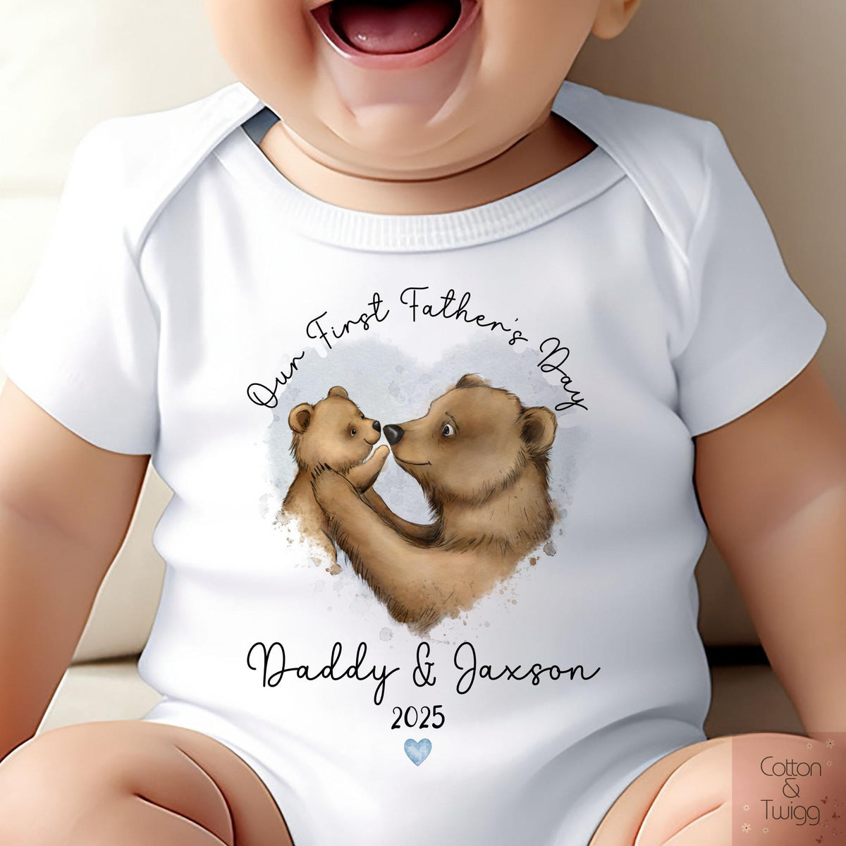 Hand-drawn Bear Father's Day Babygrow