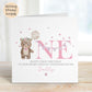Pink Teddy ONE 1st Birthday Card for Girls – photo 2