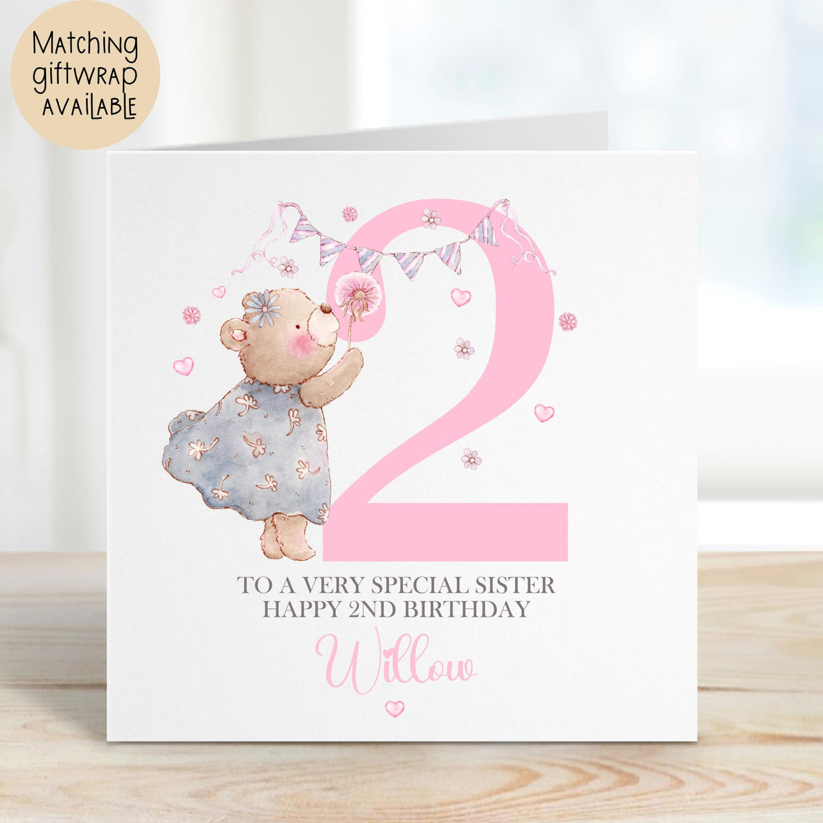 Pink Teddy Number 1 First Birthday Card for Girls – photo 2
