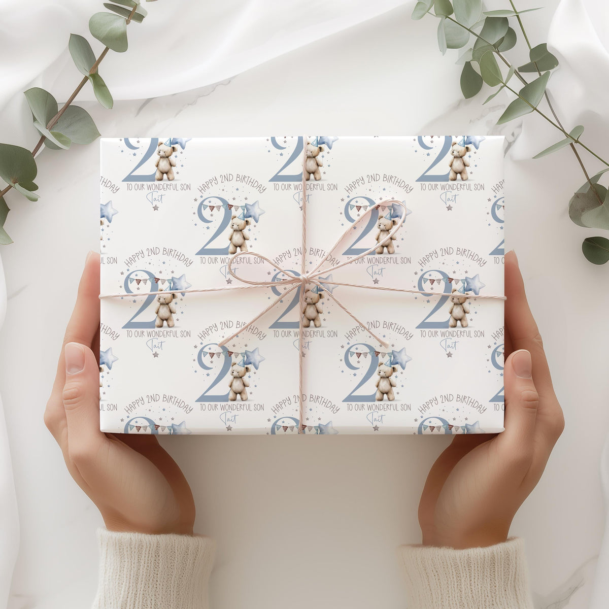 Girls illustrated 1st birthday wrapping paper
