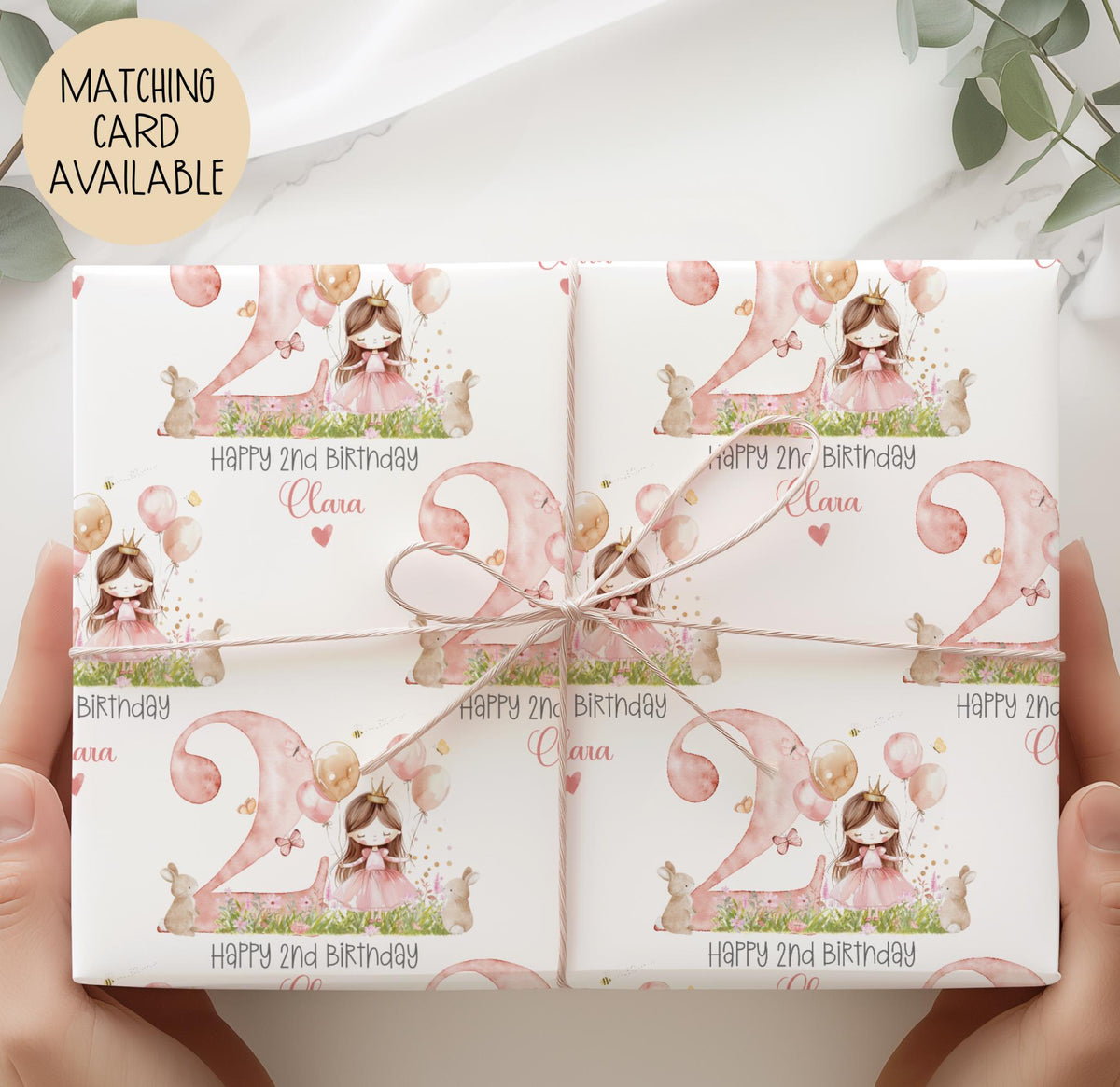 Girls princess 2nd birthday wrapping paper