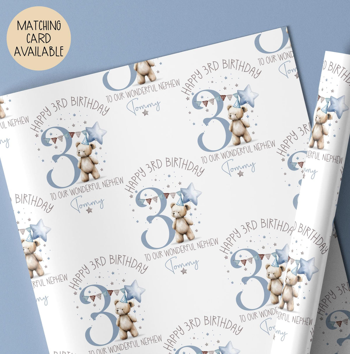 Boys illustrated 2nd birthday wrapping paper