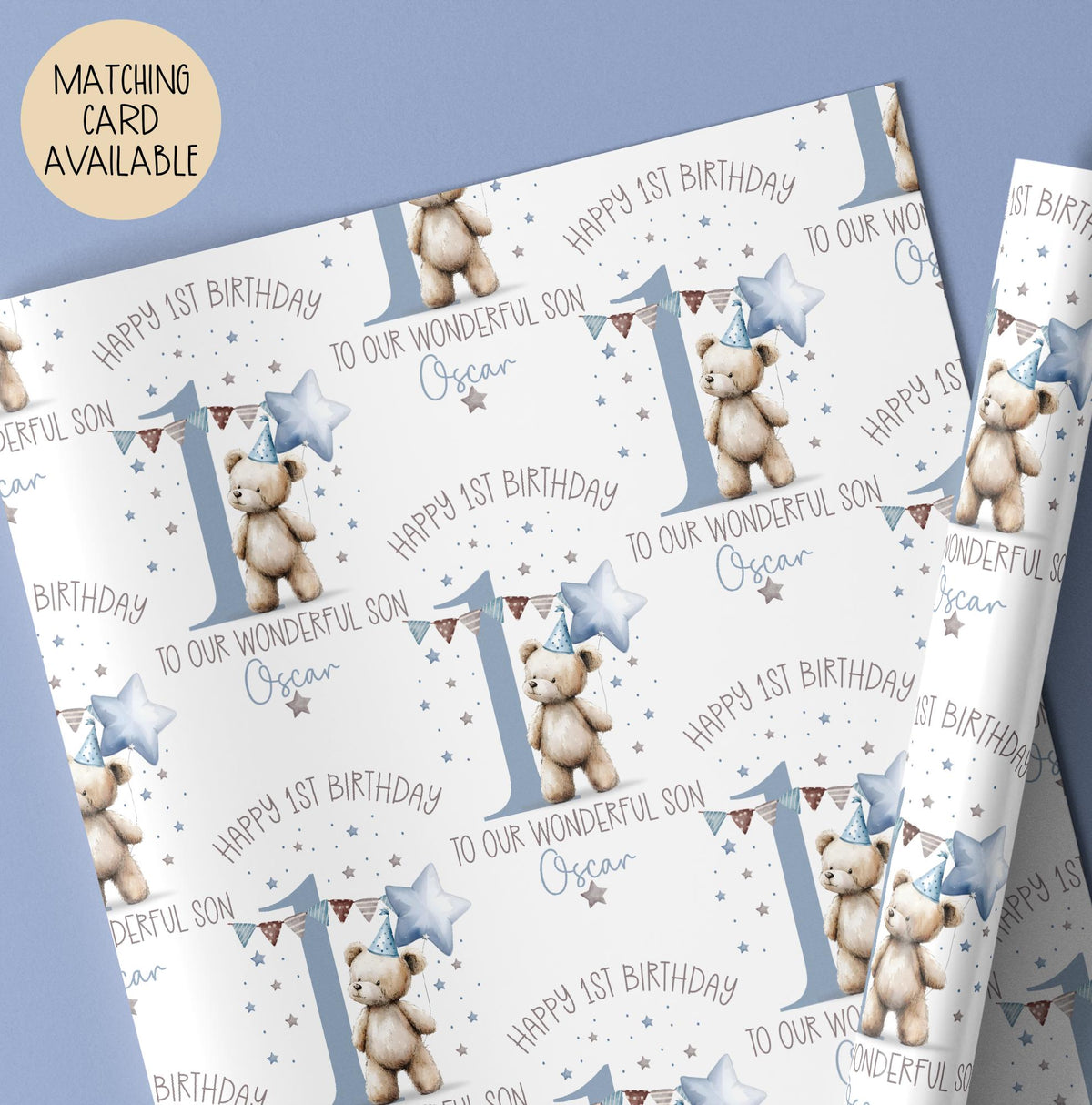 Boys illustrated 2nd birthday wrapping paper