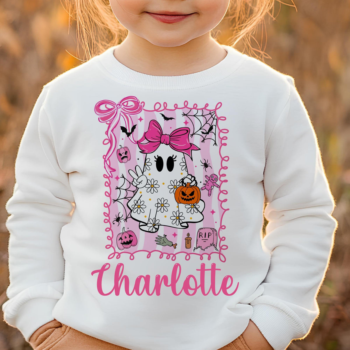 Pink Ghost Halloween Long Sleeve Top