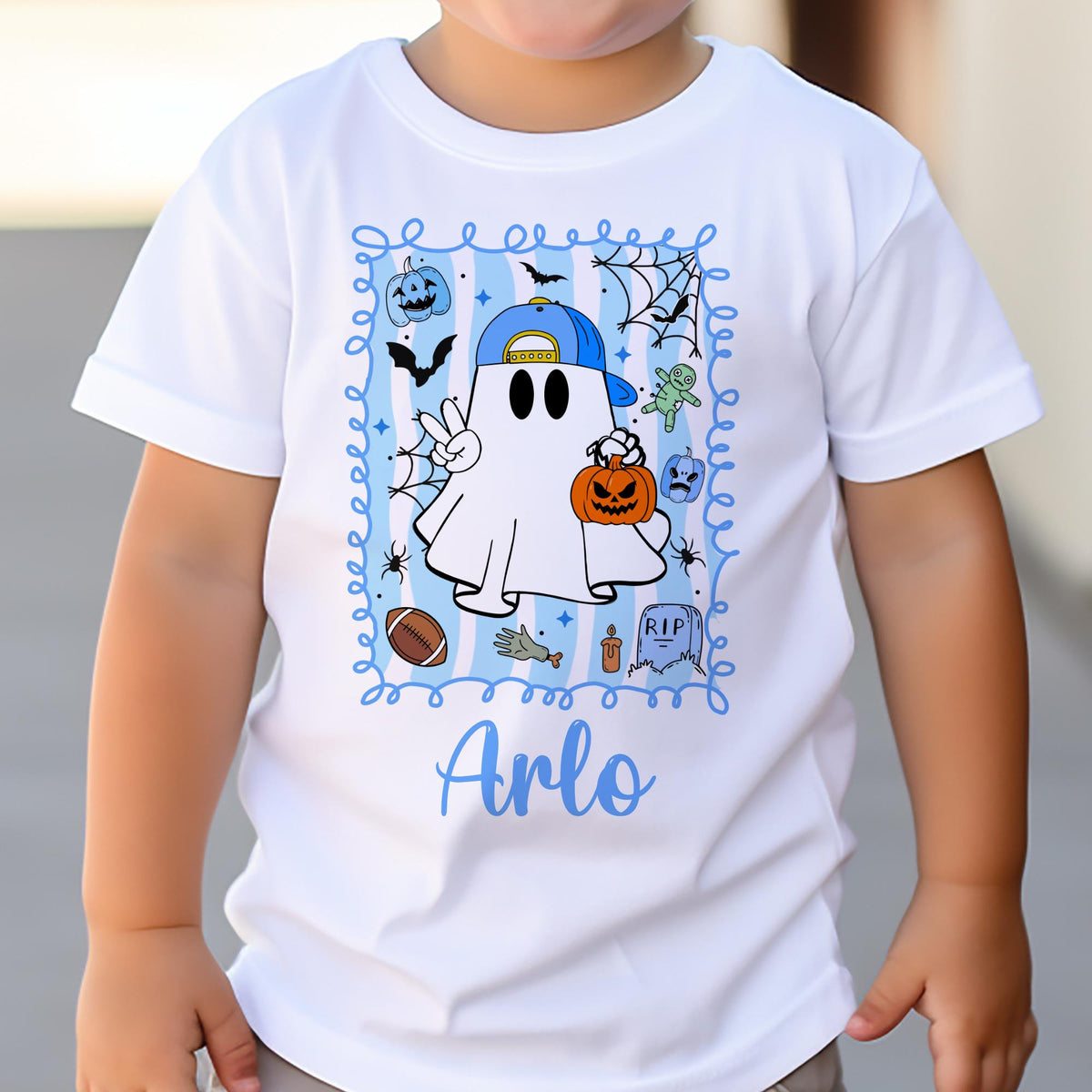 Blue Ghost Halloween Long Sleeve Top