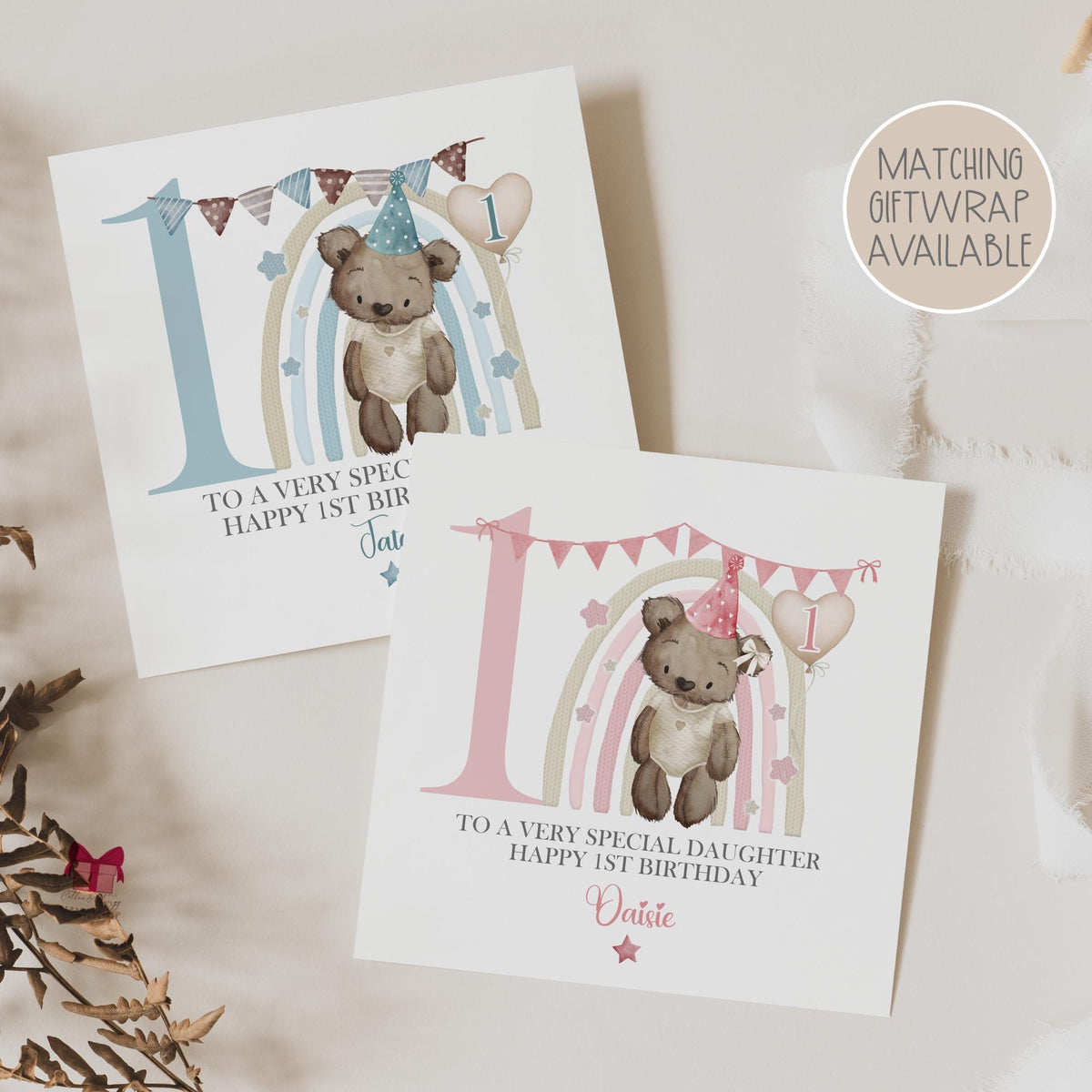 Rainbow Teddy 1st Birthday Card for Boys – photo 4