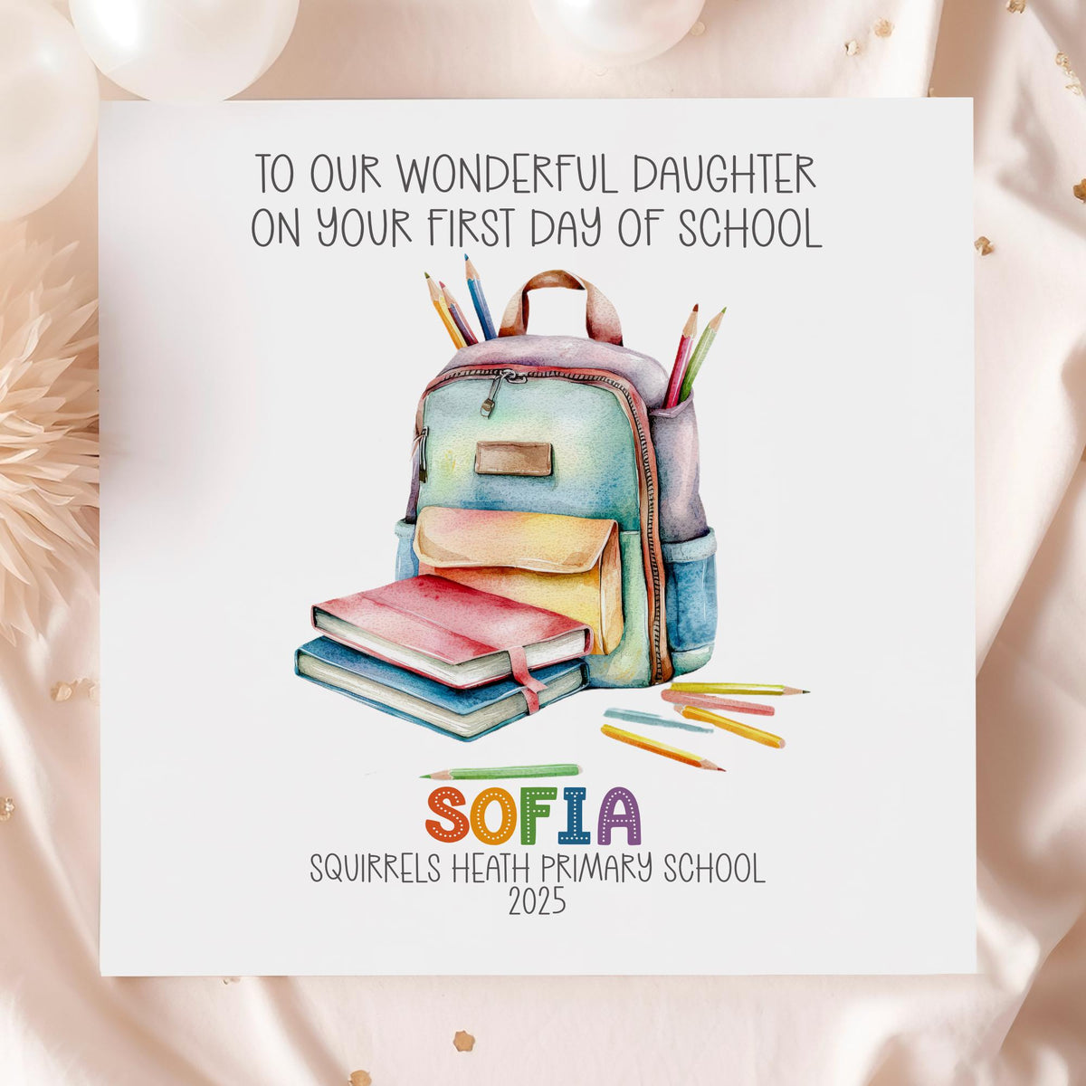 Backpack & Books First Day at School Card for Boys or Girls – photo 2