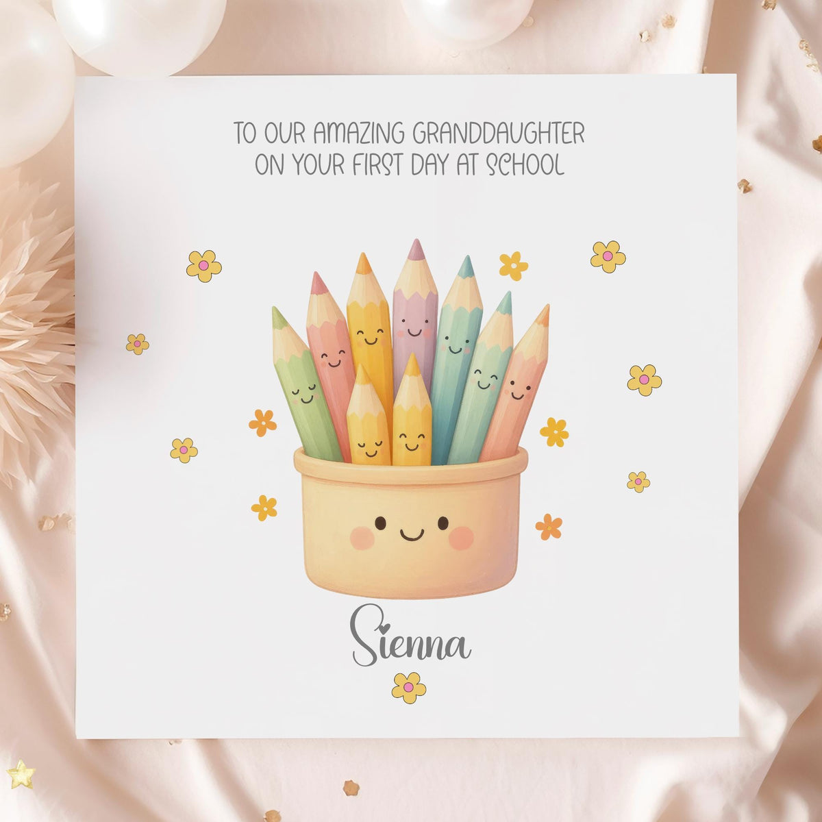 Crayon Pot First Day at School Card for Girls – photo 3
