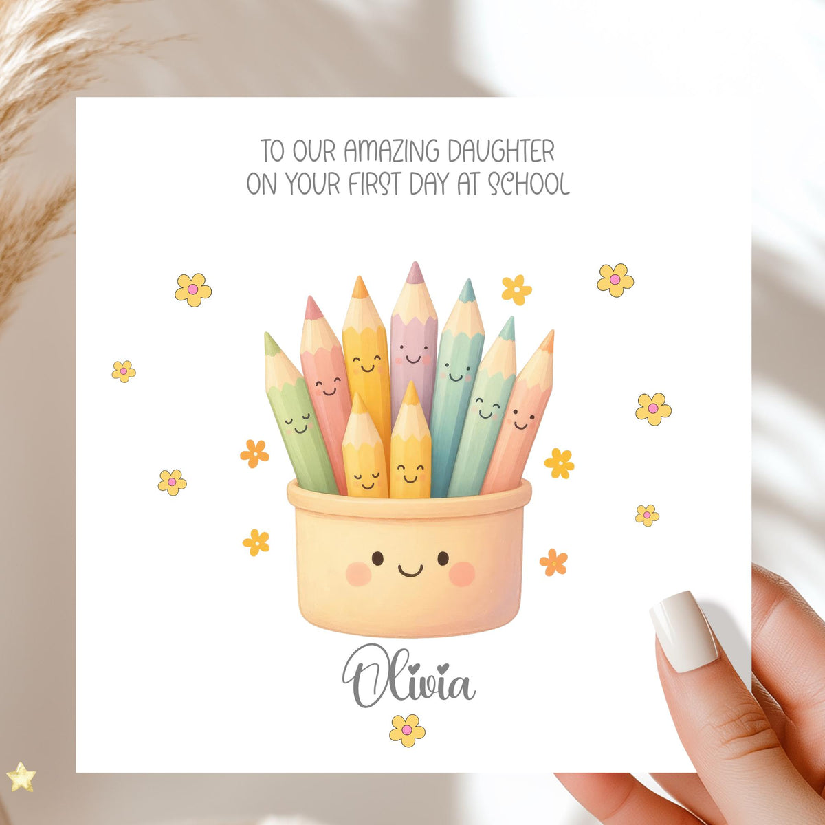 Crayon Pot First Day at School Card for Girls – photo 2