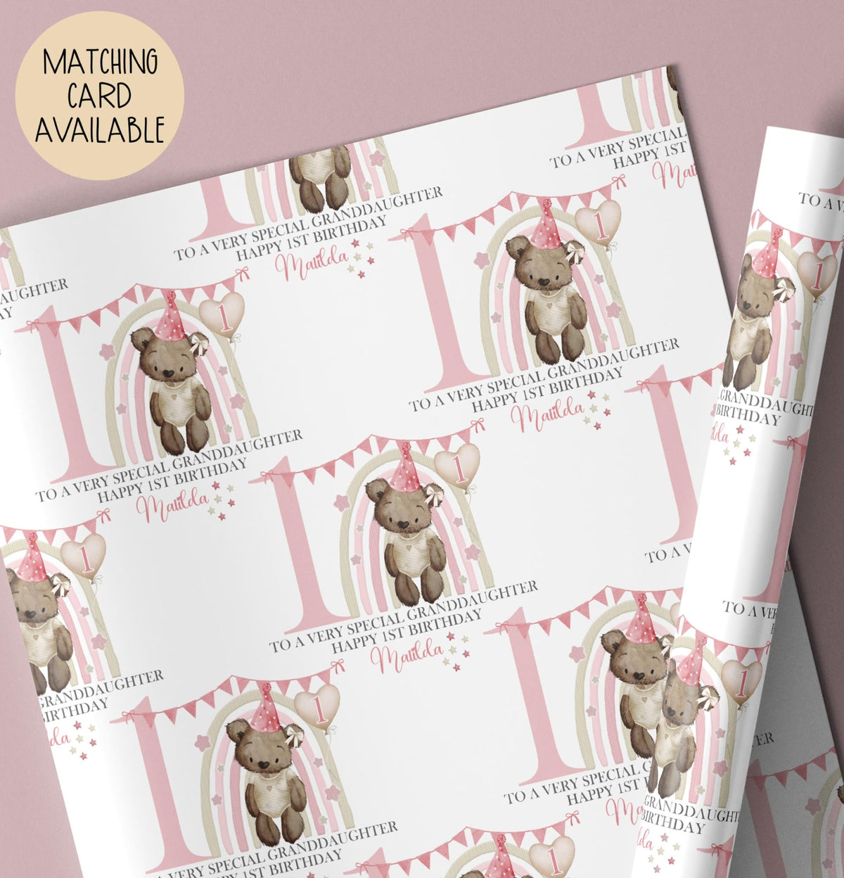 Girls illustrated first Easter wrapping paper