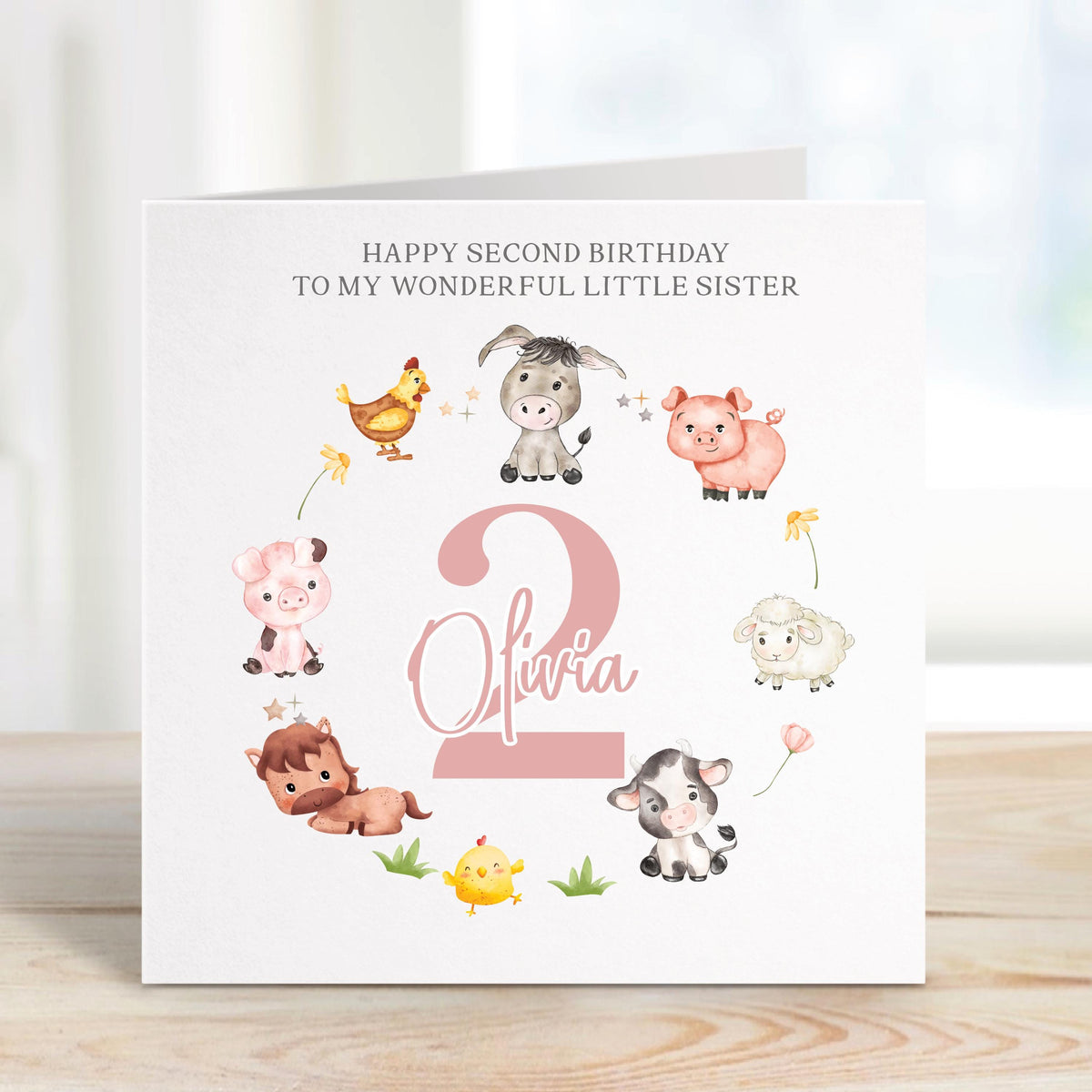 Farm Animals Wreath Birthday Card for Baby Girls – photo 5
