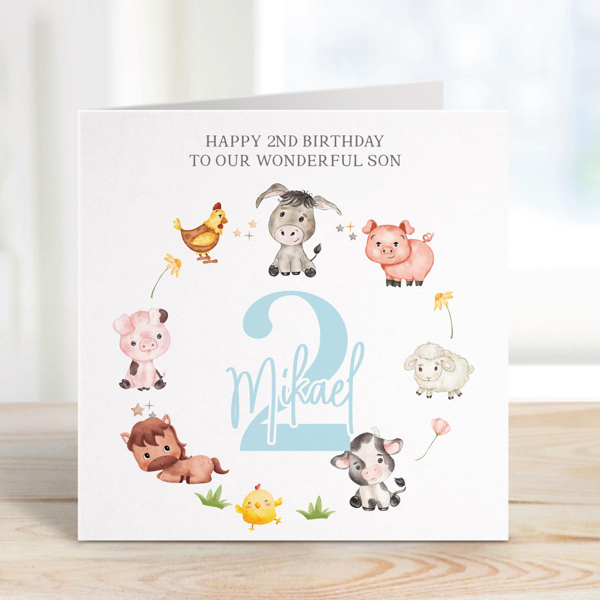 Farm Animals Wreath Birthday Card for Baby Boys – photo 6