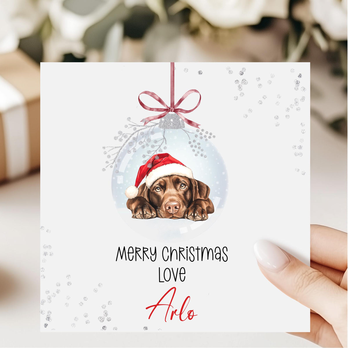 Dog in a Bauble Christmas Card from the Dog – Any Breed – photo 2