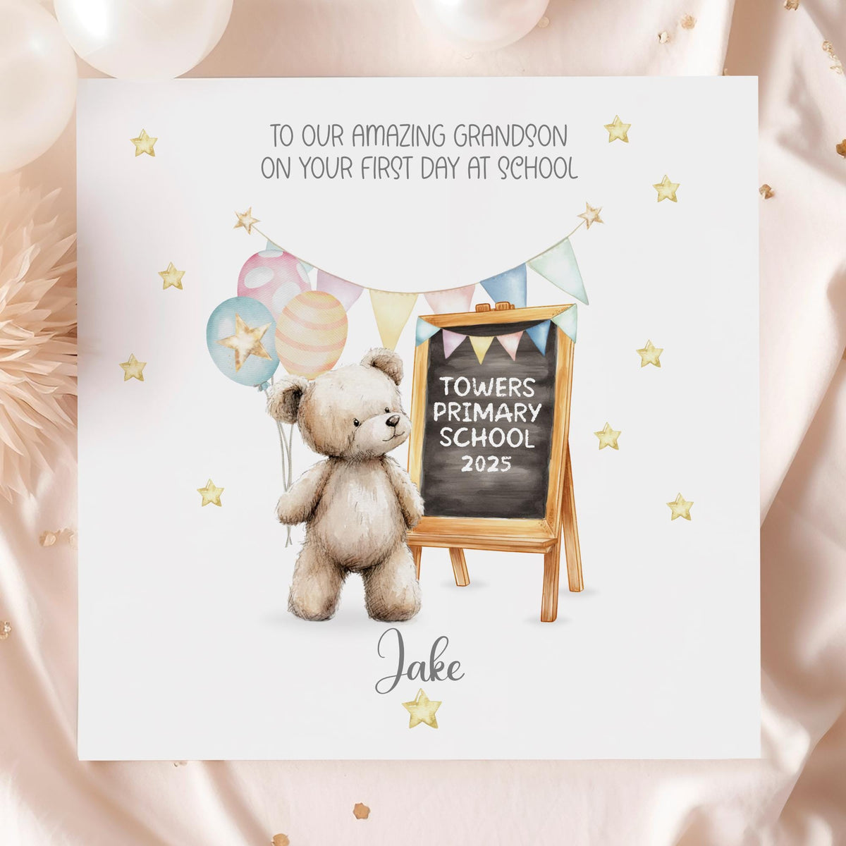 Teddy & Chalkboard First Day at School Card for Boys or Girls – photo 2