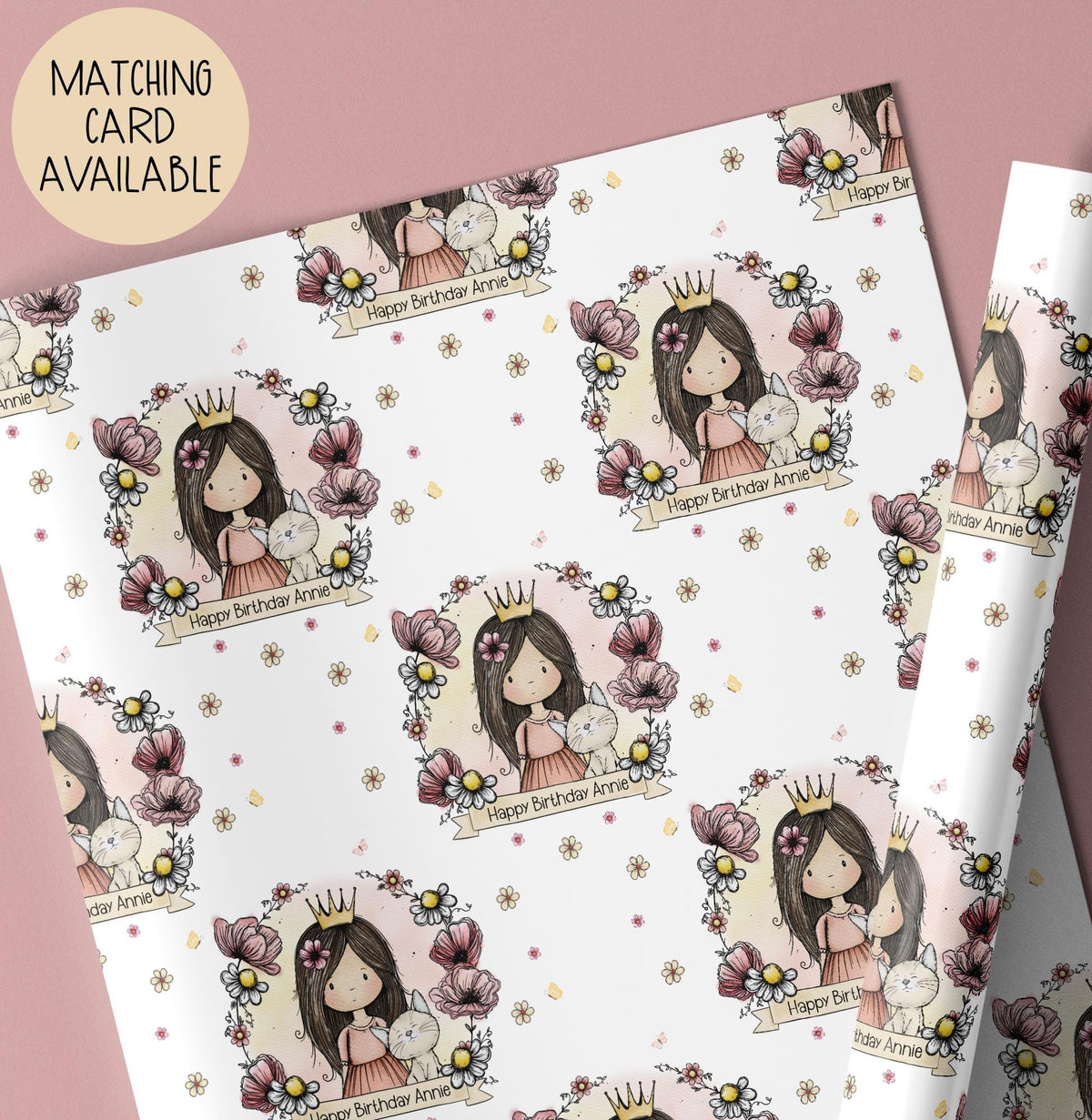 Girls princess birthday wrapping paper