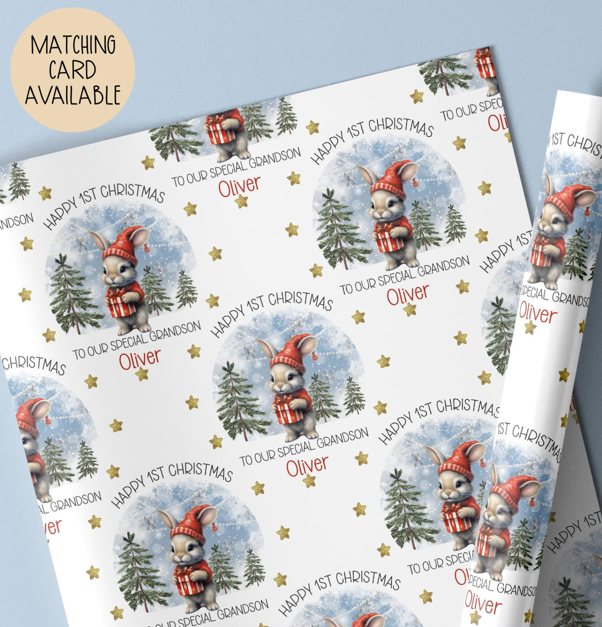 Kids bunny 1st Christmas wrapping paper