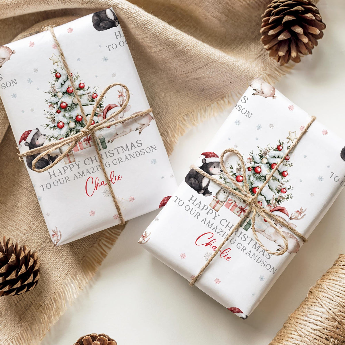 Kids teddy bear Christmas wrapping paper