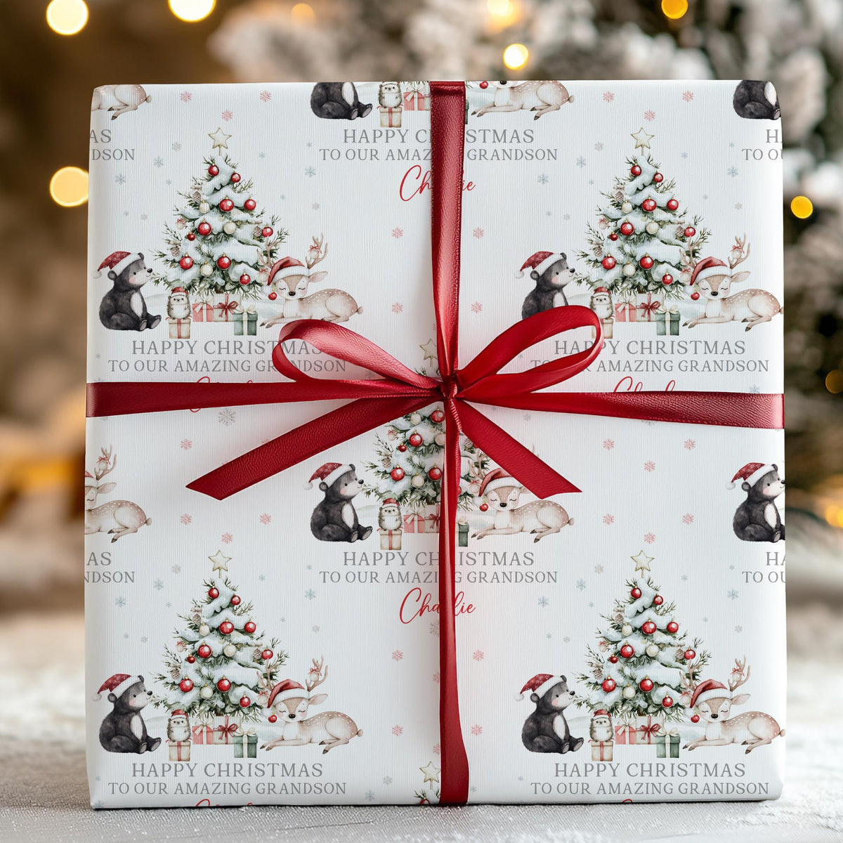 Kids teddy bear Christmas wrapping paper
