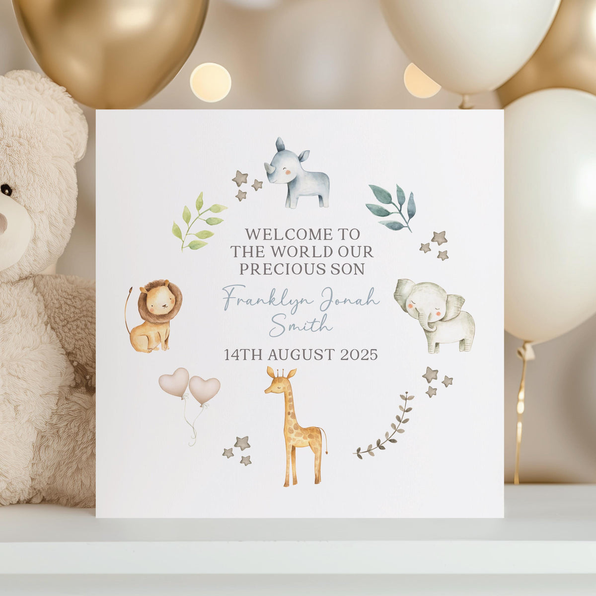 Safari Animals New Baby Card – Welcome to the World – photo 2