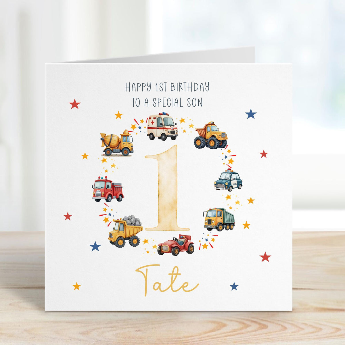 Diggers & Trucks Any Age Birthday Card for Boys or Girls – Cotton and Twigg