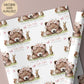 Girls woodland bear new baby wrapping paper
