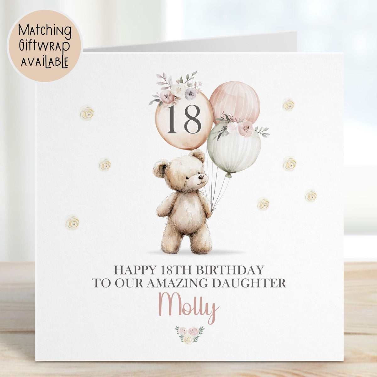 Teddy & Balloons 18th Birthday Card for Her – Cotton and Twigg