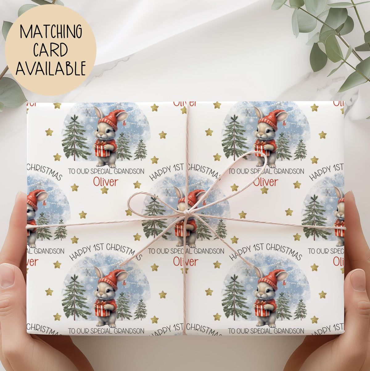 Kids bunny 1st Christmas wrapping paper