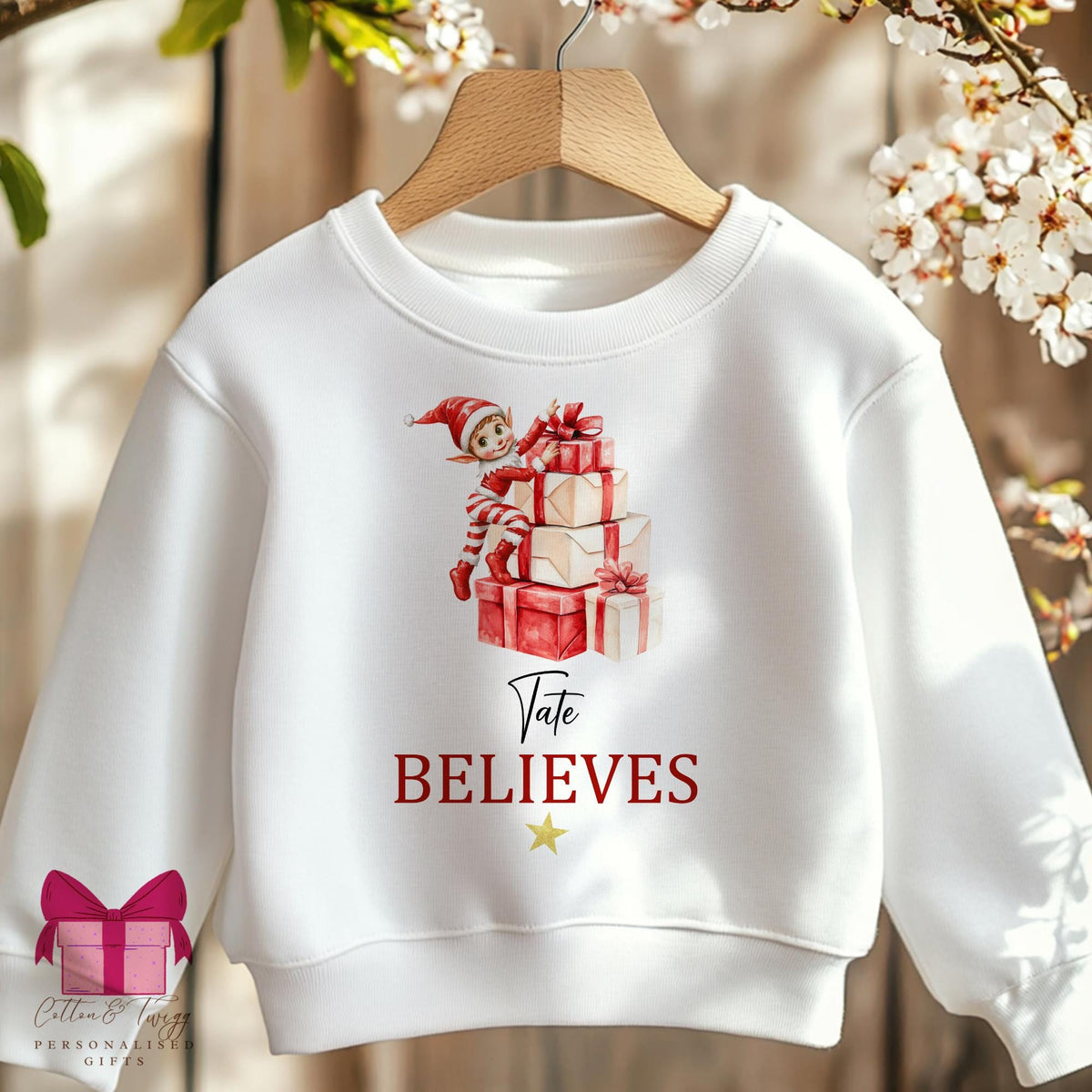 Elf Believes Christmas personalised sweatshirt