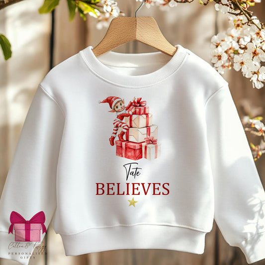 Elf Believes Christmas personalised sweatshirt