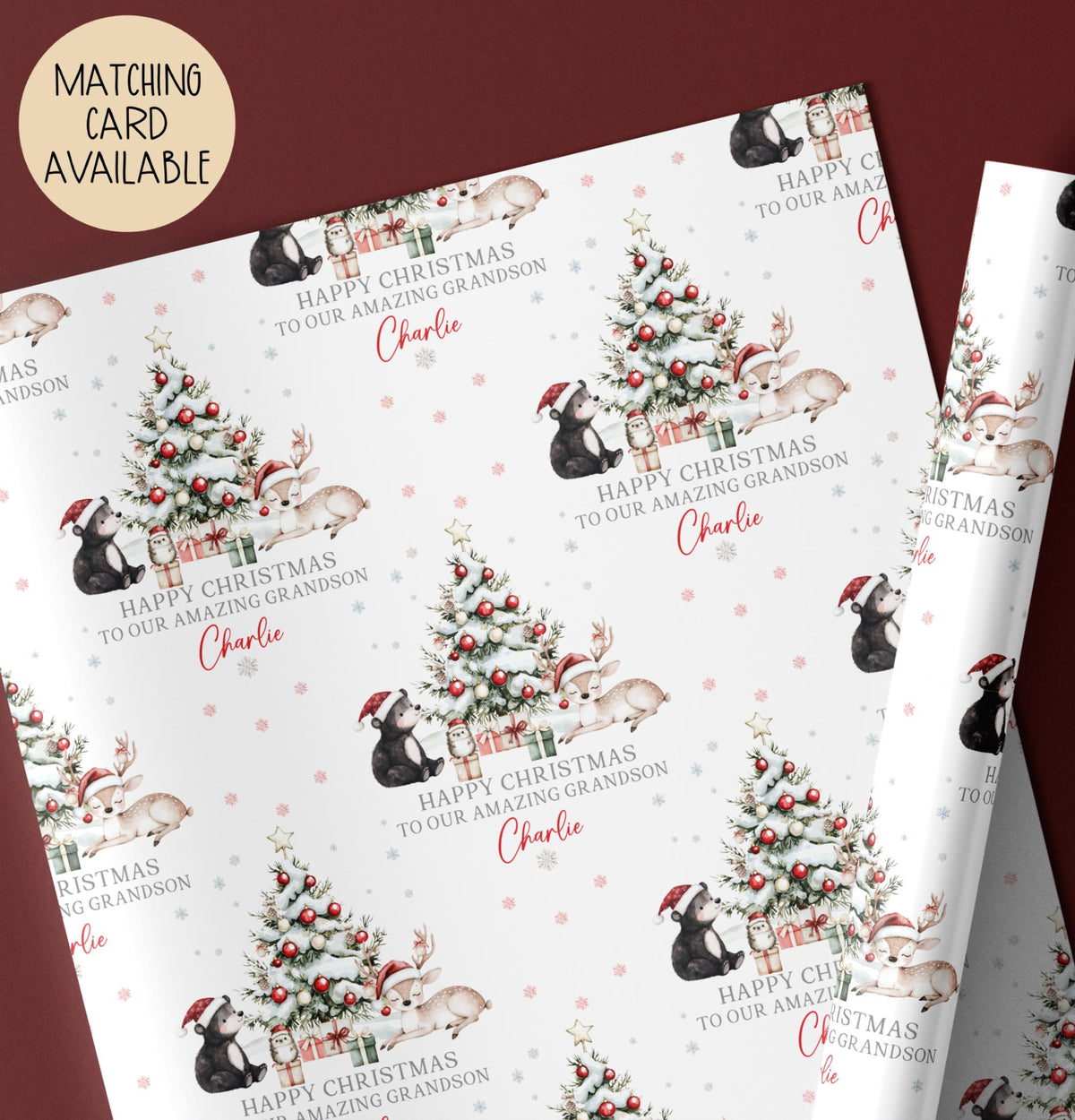 Kids teddy bear Christmas wrapping paper