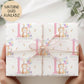 Girls cat 1st birthday wrapping paper