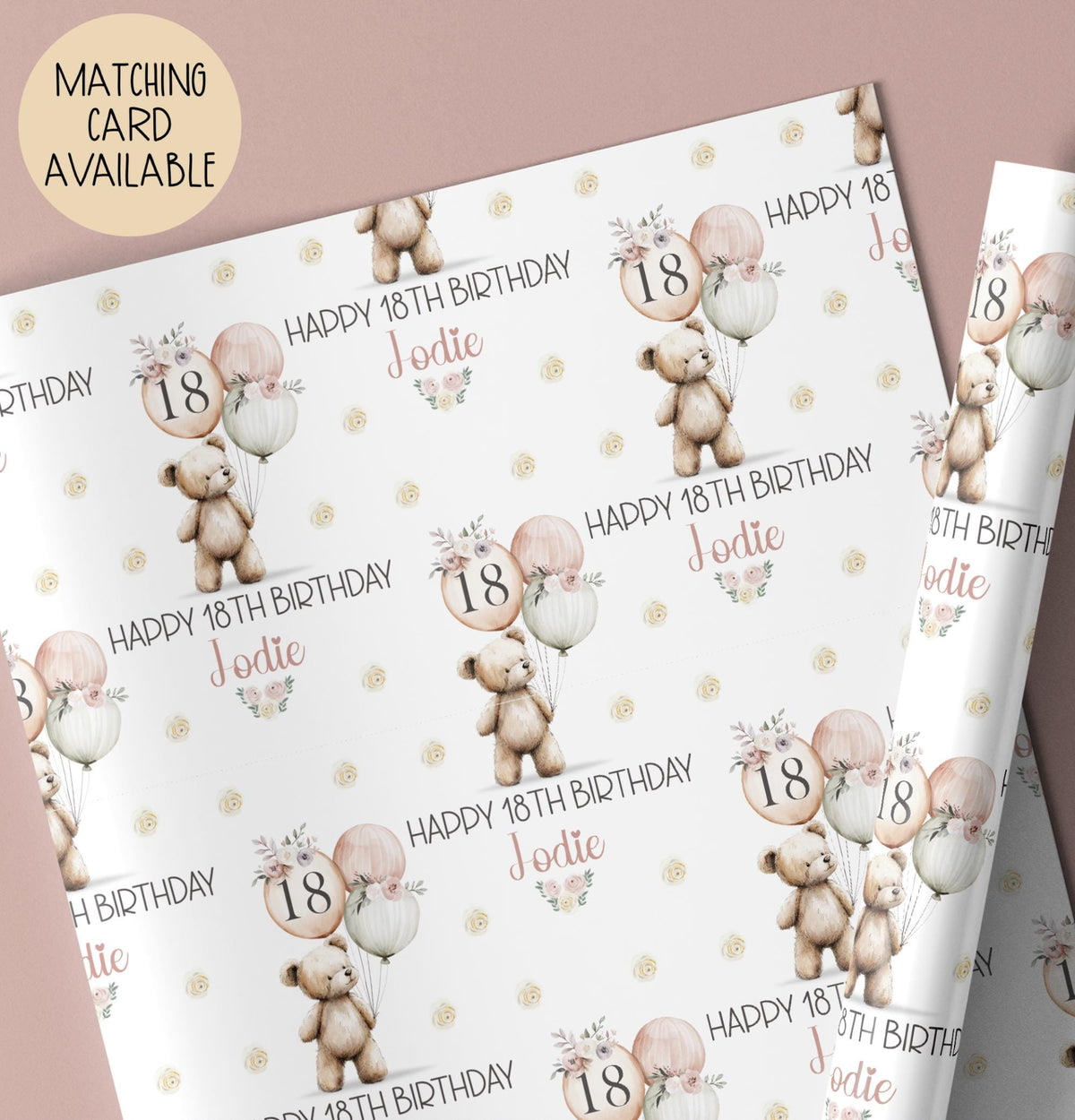 Kids teddy bear 16th birthday wrapping paper
