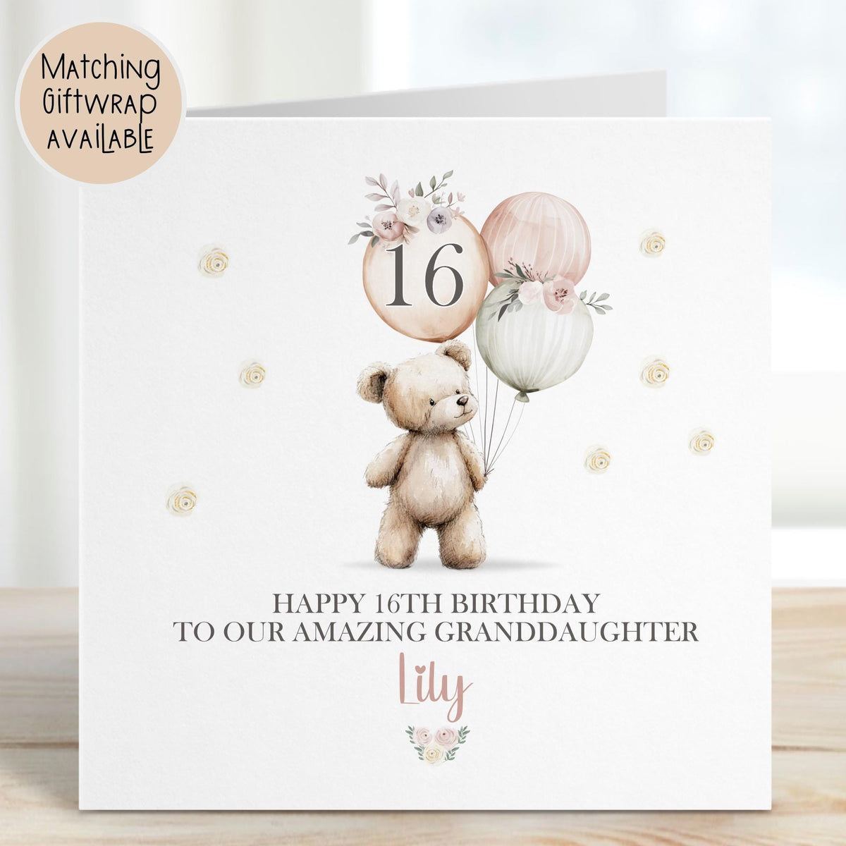 Teddy & Balloons 16th Birthday Card for Girls – photo 2