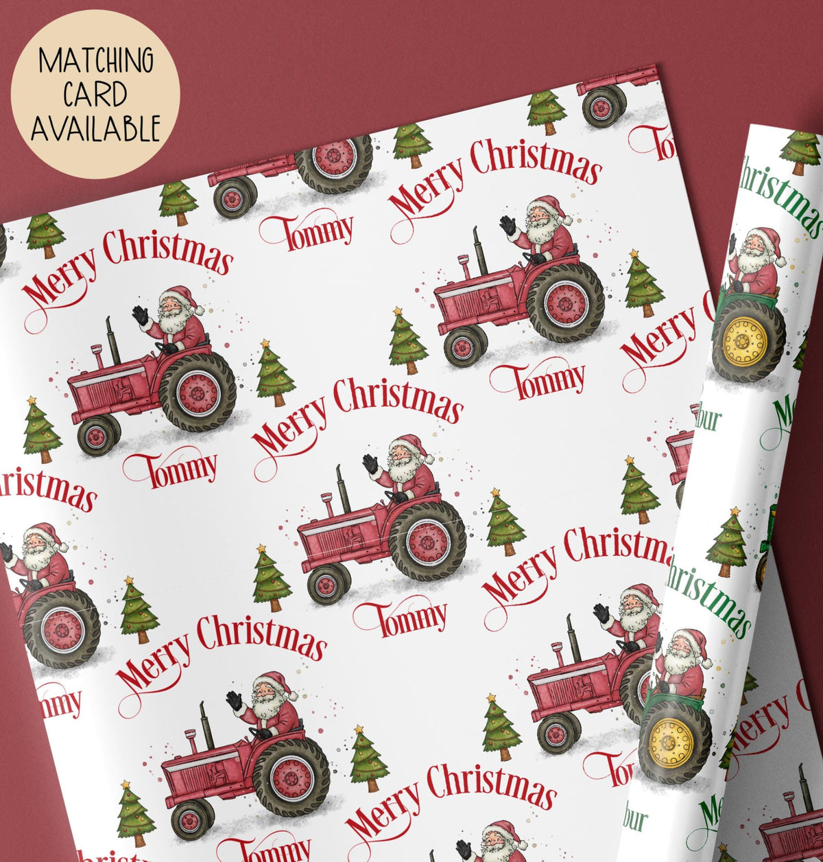 Kids tractor Christmas wrapping paper