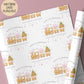 Girls pink gingerbread train 1st Christmas wrapping paper