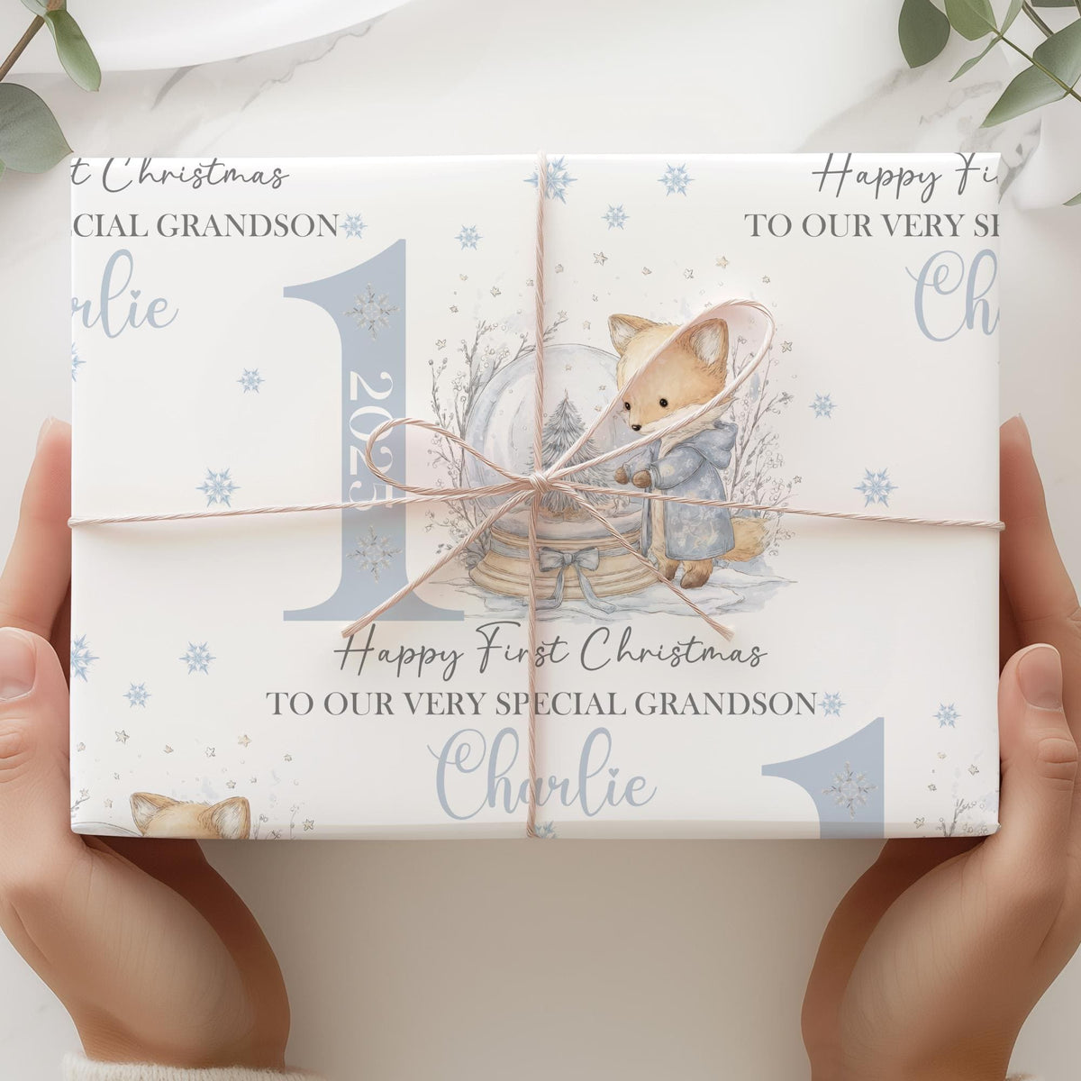 Boys fox 1st Christmas wrapping paper