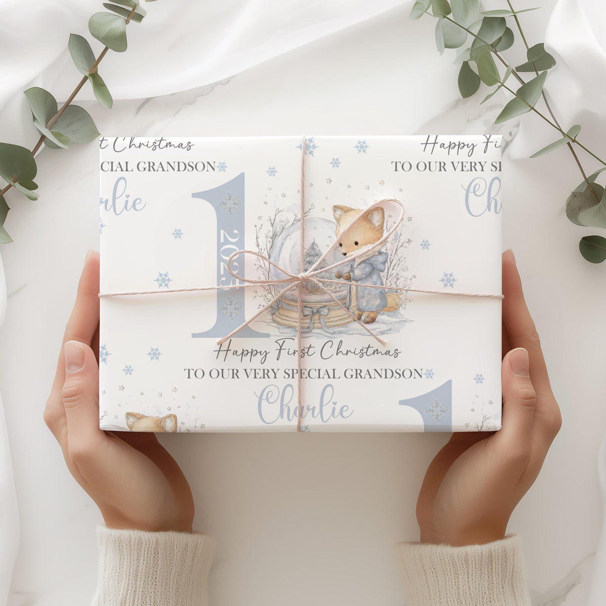 Boys fox 1st Christmas wrapping paper