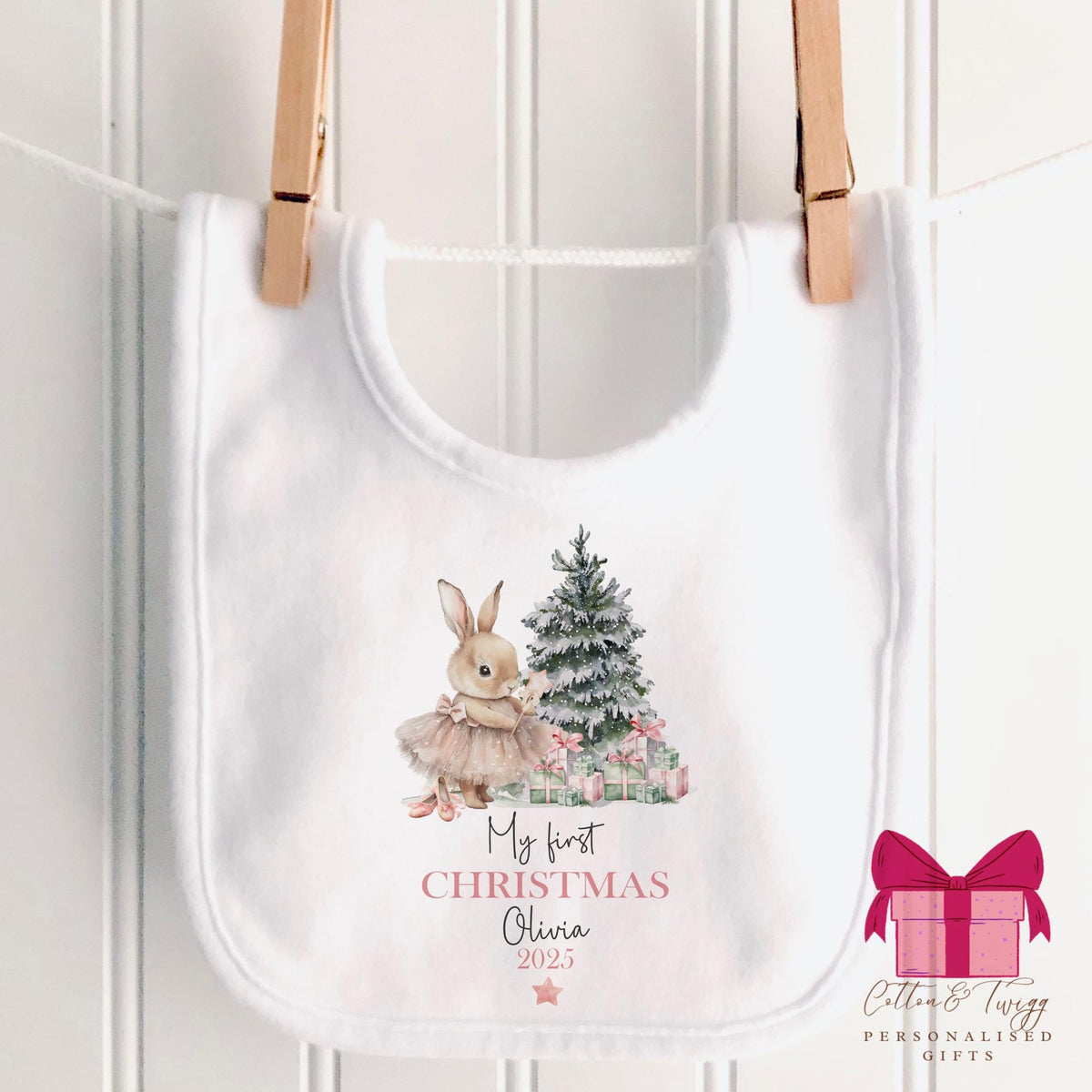 Bunny Tutu Baby's First Christmas Sleepsuit, Vest & Bib