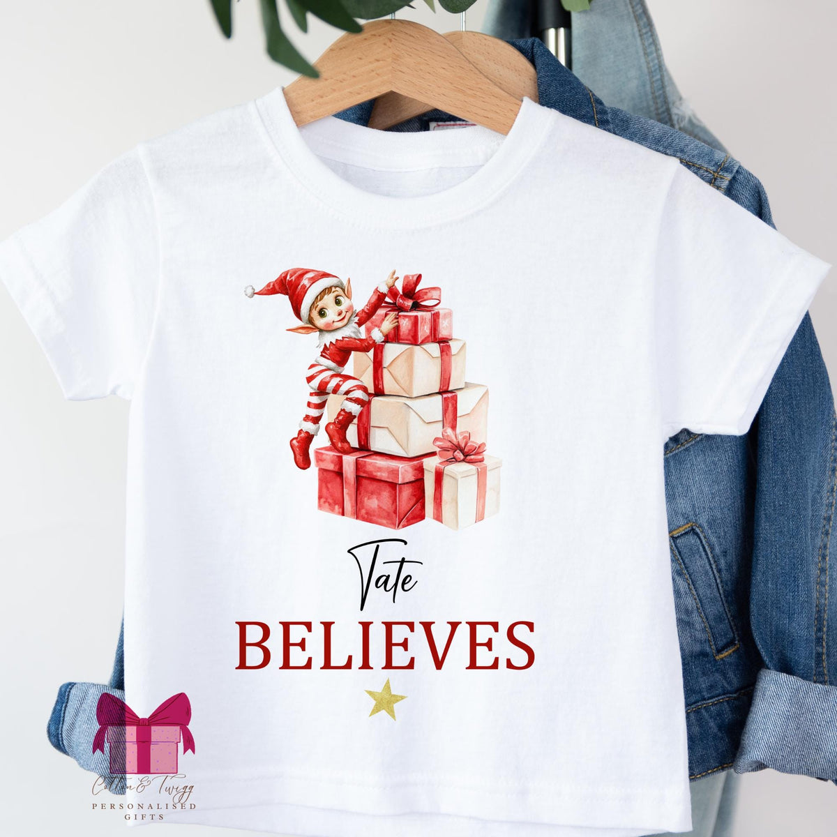 Elf Believes Christmas personalised T-shirt