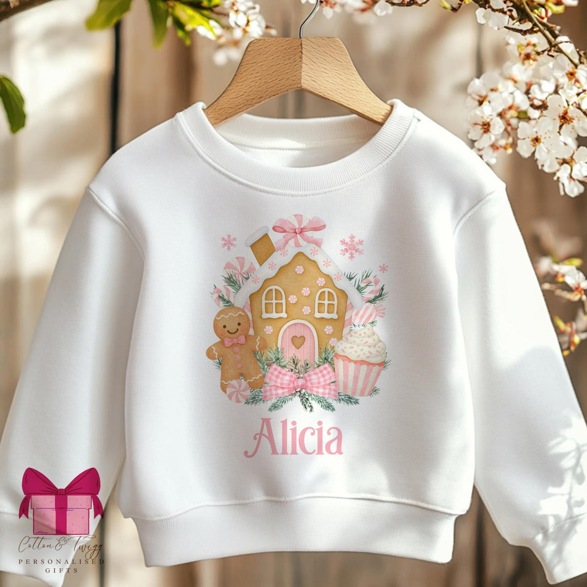 Pink Gingerbread House Christmas Sweatshirt