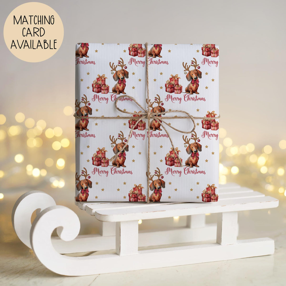 Kids dachshund Christmas wrapping paper