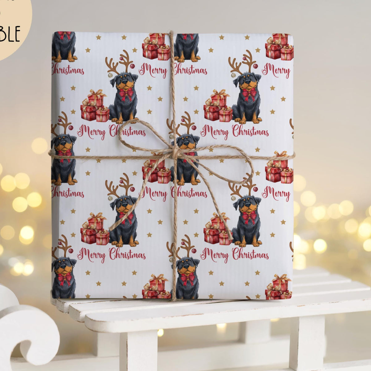 Kids rottweiler Christmas wrapping paper